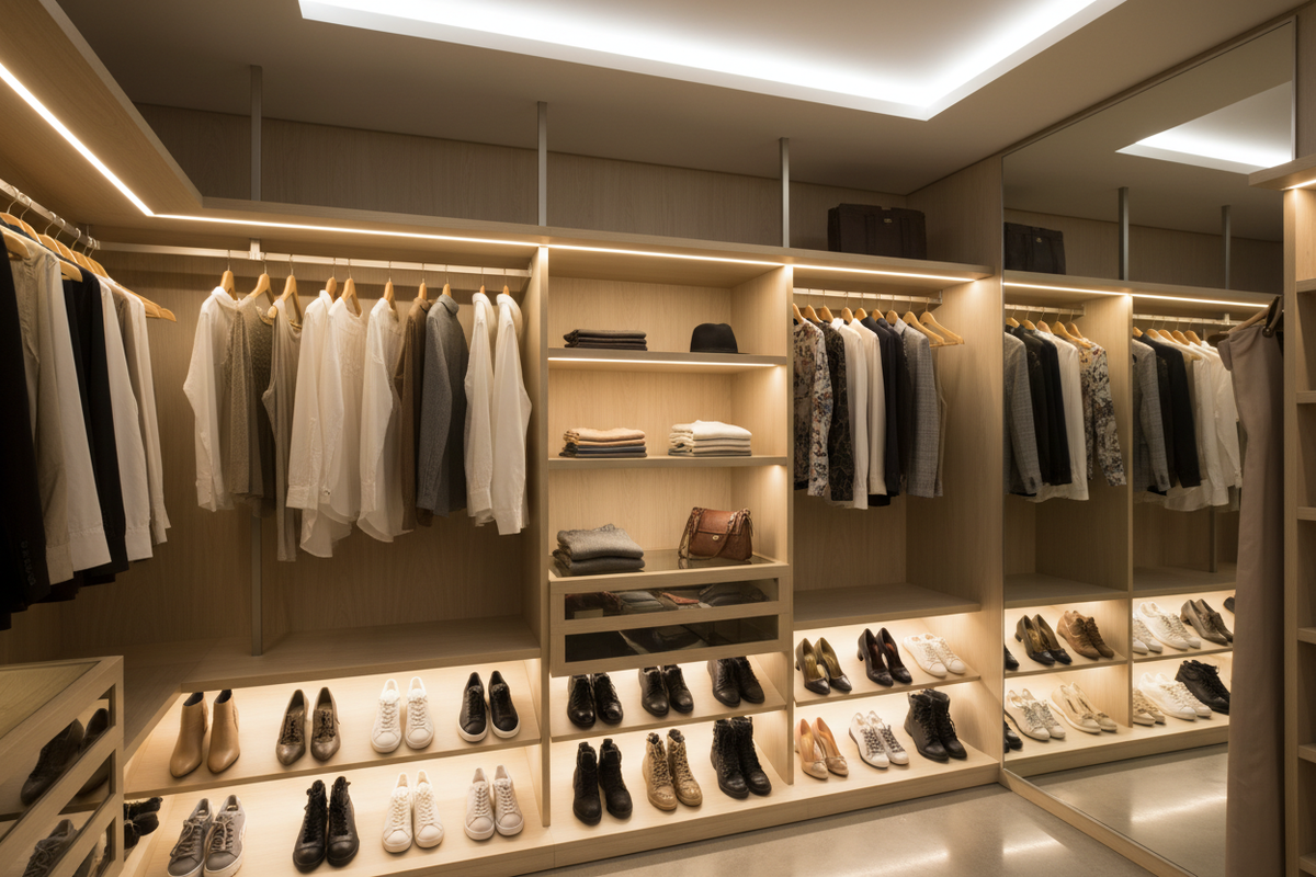 led lights that light up a walkin closet